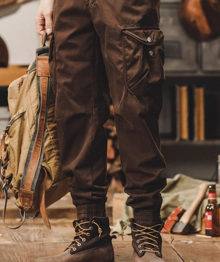 GorgeousBen American vintage overalls men's spring 2024 new zipper bunched feet outdoor tactical hunting men's casual pants