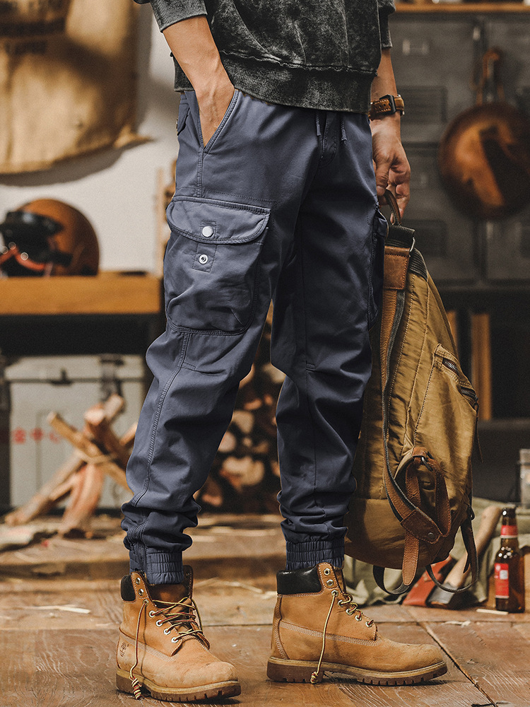 GorgeousBen American vintage overalls men's spring 2024 new zipper bunched feet outdoor tactical hunting men's casual pants