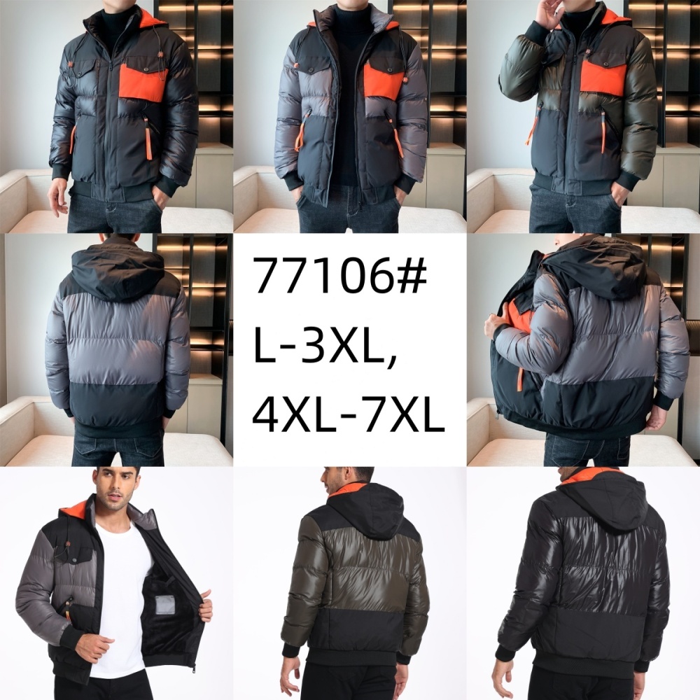 Stocks & ready to ship-Hooded Men Puffer Jacket Plus Size Insulated Bubble Coat Winter Outdoor Zipper Coat For Men.