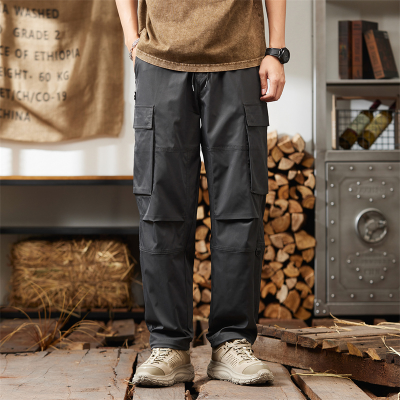 GorgeousBen Men's Streetwear Zipper Leg Skinny Work Joggers Casual Trousers Multi Pockets Cotton Cargo Pants