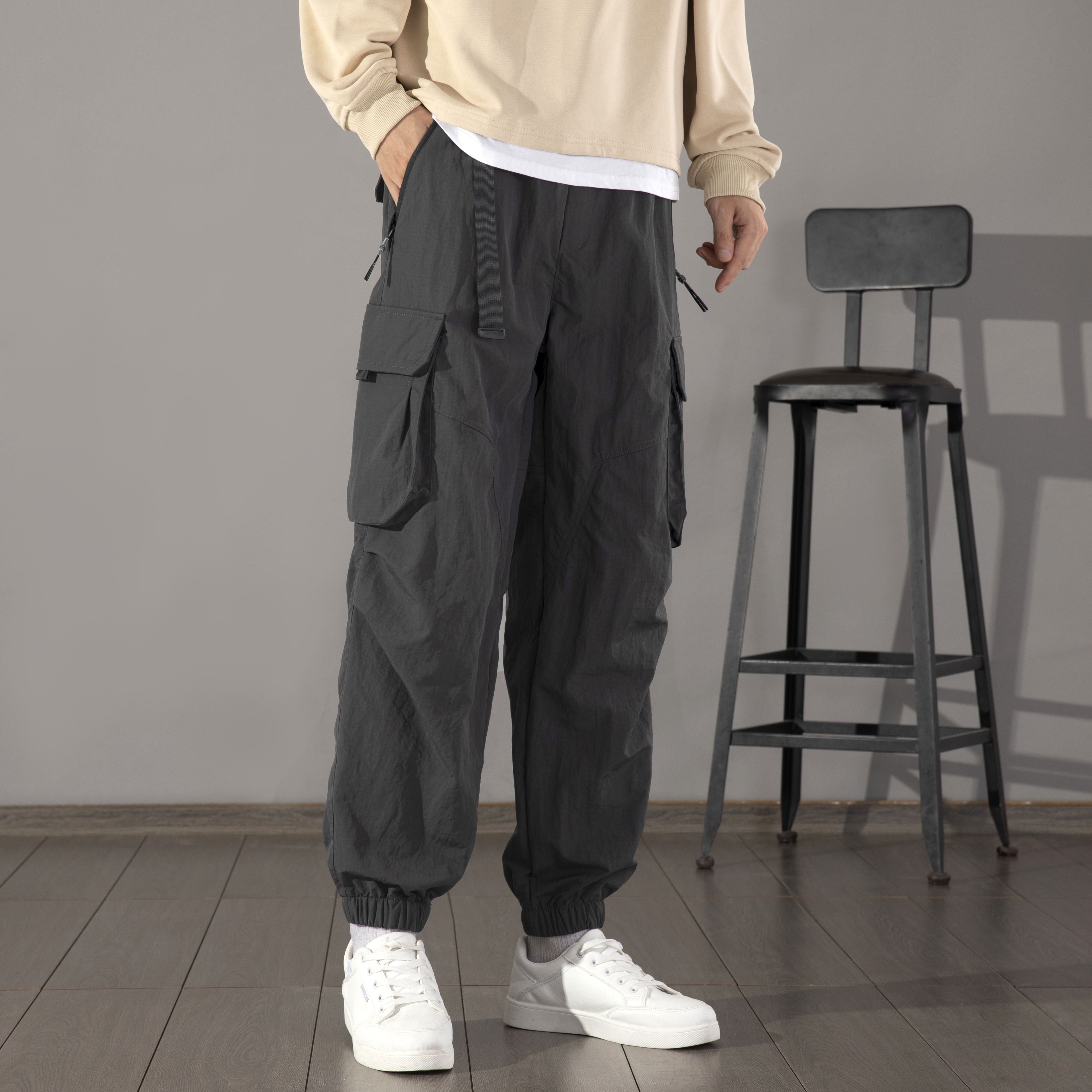 GorgeousBen Men's Fall Fashion Cargo Pants Mens Patchwork Solid Color Slim Harem Trousers For Men Casual Pants.