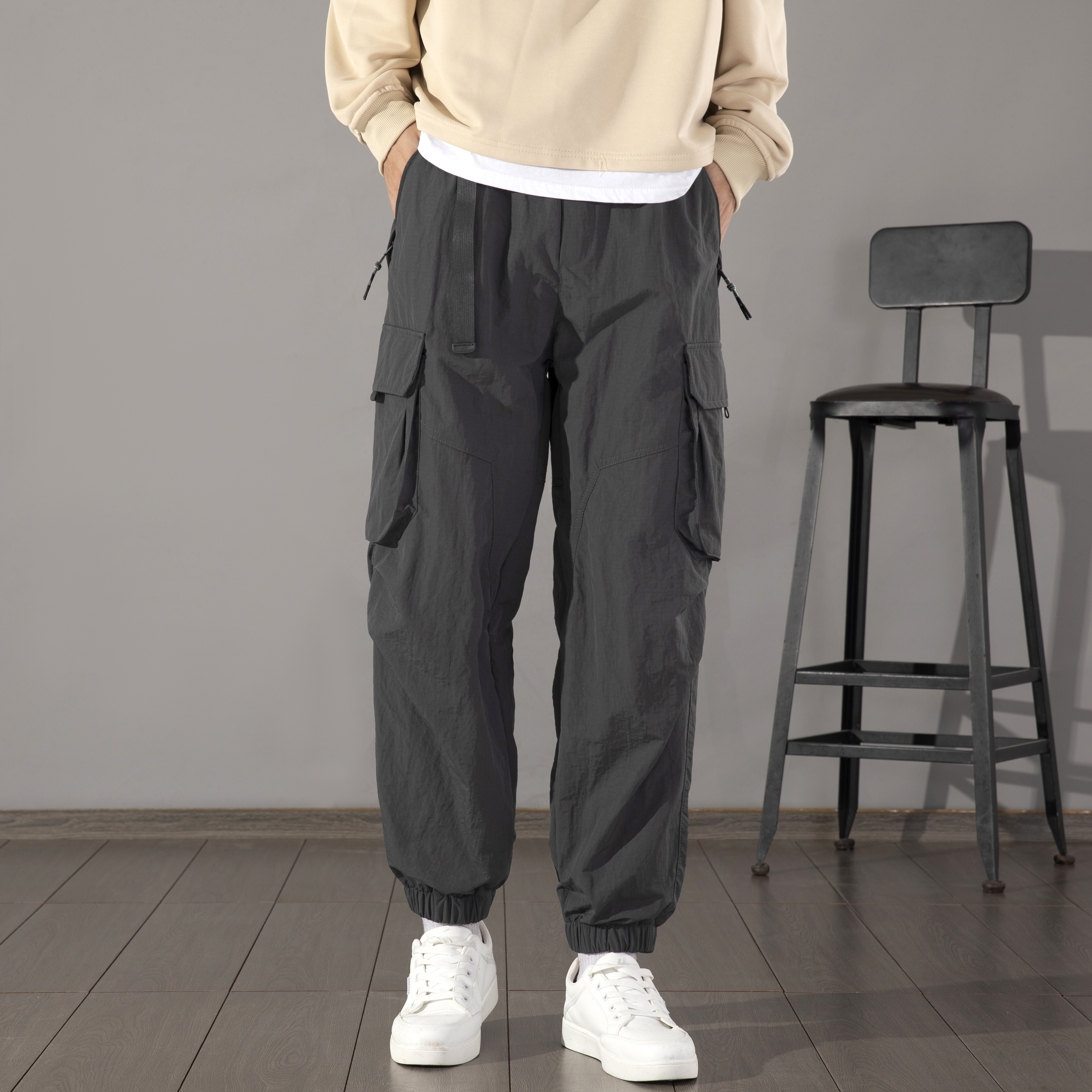 GorgeousBen Men's Fall Fashion Cargo Pants Mens Patchwork Solid Color Slim Harem Trousers For Men Casual Pants.