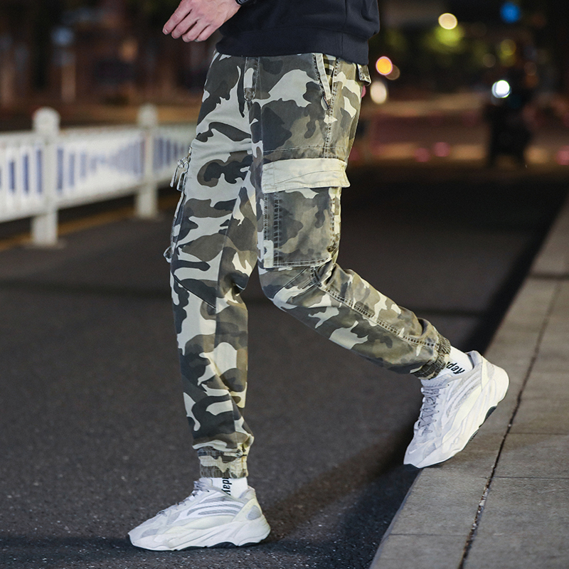 GorgeousBen  Men's casual style mens outdoor 100% cotton jogger pants men casual camouflage print pants