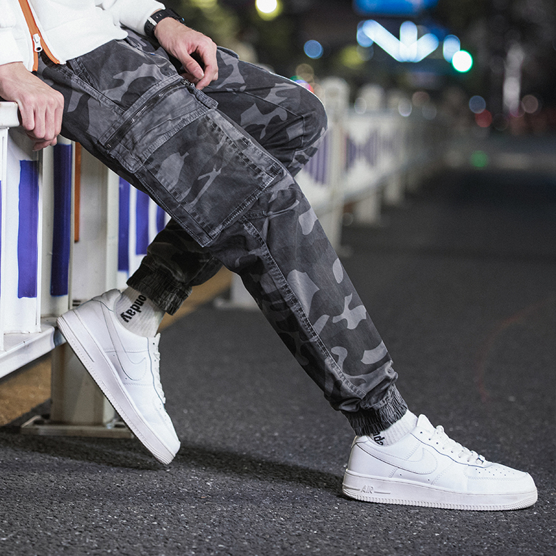 GorgeousBen  Men's casual style mens outdoor 100% cotton jogger pants men casual camouflage print pants