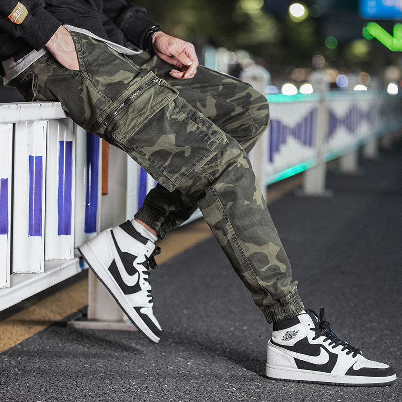 GorgeousBen  Men's casual style mens outdoor 100% cotton jogger pants men casual camouflage print pants