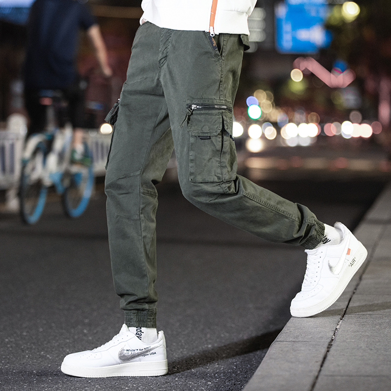 GorgeousBen  Men's New Design Simple Style Color Multi Pockets Sports Sweatpants Men Cargo Autumn Casual Joggers Pants.