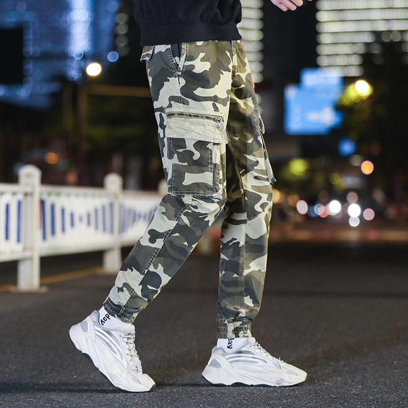 GorgeousBen  Men's casual style mens outdoor 100% cotton jogger pants men casual camouflage print pants