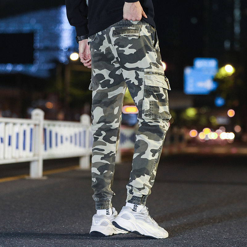 GorgeousBen  Men's casual style mens outdoor 100% cotton jogger pants men casual camouflage print pants