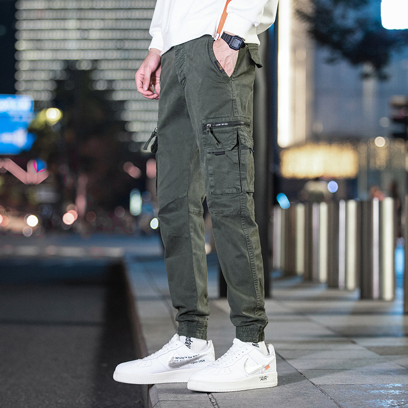 GorgeousBen  Men's New Design Simple Style Color Multi Pockets Sports Sweatpants Men Cargo Autumn Casual Joggers Pants.