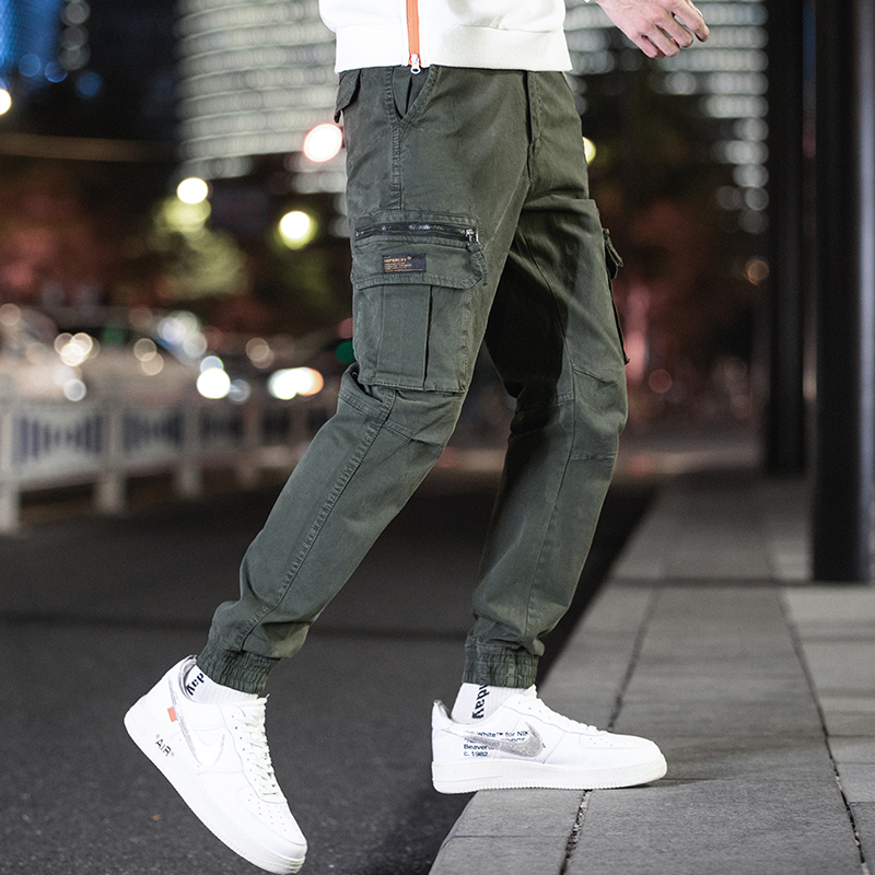 GorgeousBen  Men's New Design Simple Style Color Multi Pockets Sports Sweatpants Men Cargo Autumn Casual Joggers Pants.