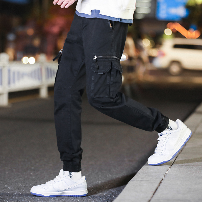 GorgeousBen  Men's New Design Simple Style Color Multi Pockets Sports Sweatpants Men Cargo Autumn Casual Joggers Pants.