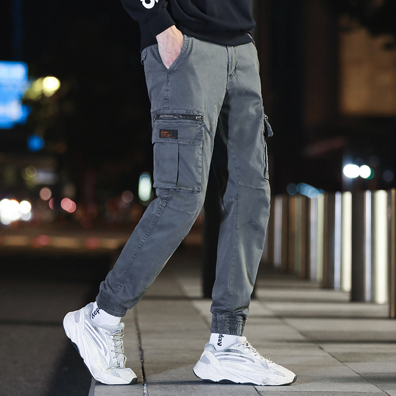 GorgeousBen  Men's New Design Simple Style Color Multi Pockets Sports Sweatpants Men Cargo Autumn Casual Joggers Pants.
