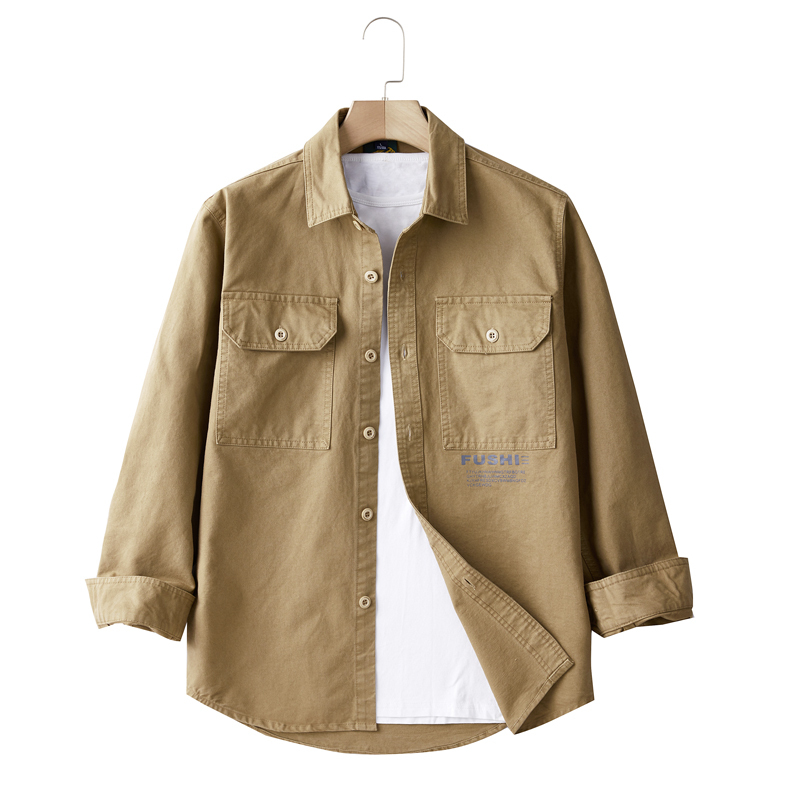 GorgeousBen Men's Winter new American retro trend thickened plaid long-sleeved shirt for men, with workwear pocket design, casual outerwear.