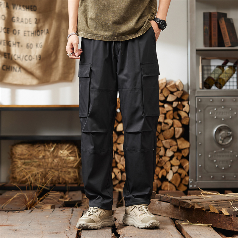 GorgeousBen Men's Streetwear Zipper Leg Skinny Work Joggers Casual Trousers Multi Pockets Cotton Cargo Pants
