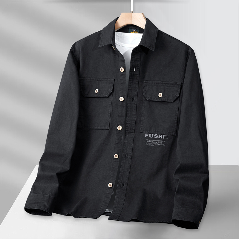 GorgeousBen Men's Winter new American retro trend thickened plaid long-sleeved shirt for men, with workwear pocket design, casual outerwear.