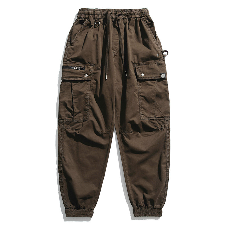 GorgeousBen Overalls men's summer thin 2024 new vertical vertical pants fashion brand functional assault pants drawstring leg pants.