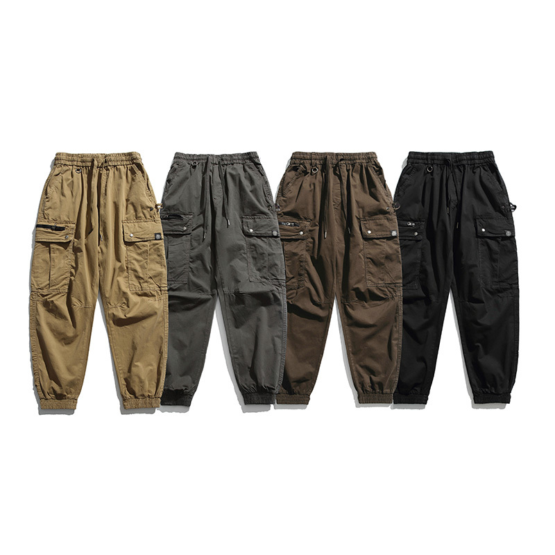 GorgeousBen Overalls men's summer thin 2024 new vertical vertical pants fashion brand functional assault pants drawstring leg pants.