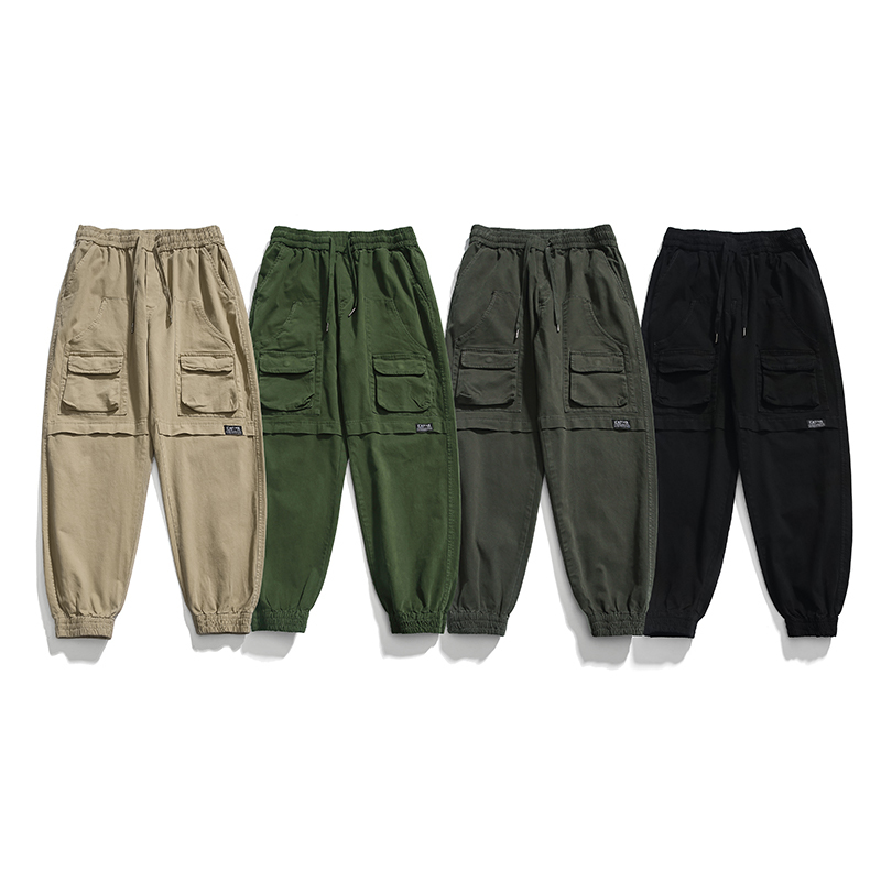 GorgeousBen 2024 Autumn fashion pants outdoor pocket port style cargo loose straight leg casual pants for men.