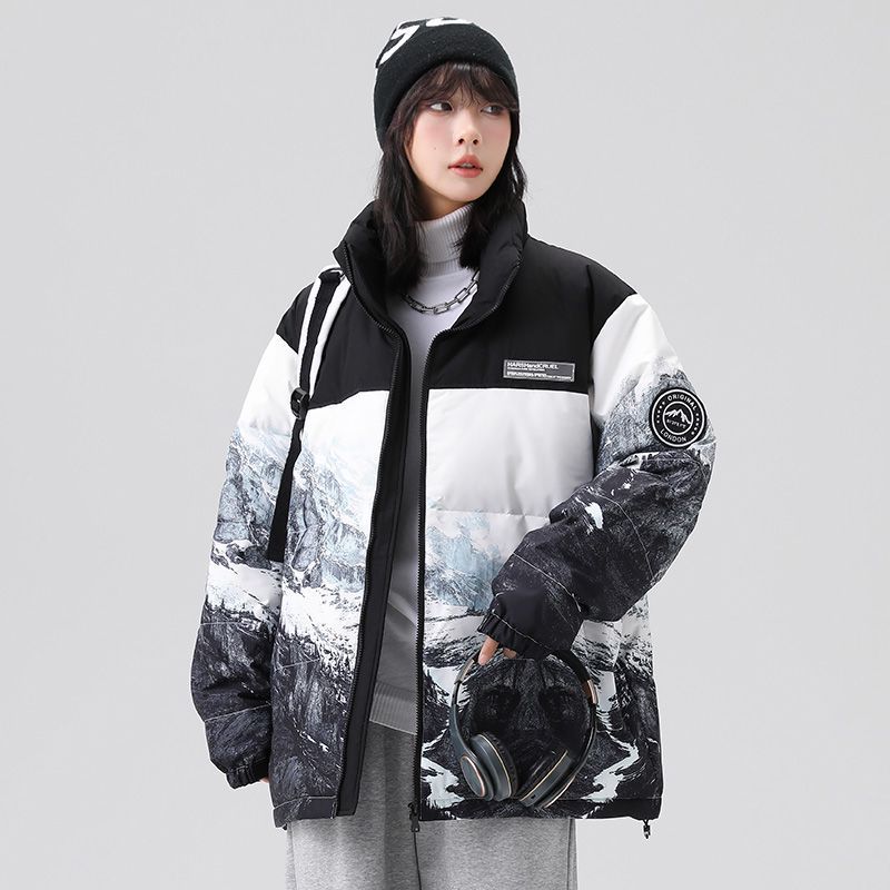 GorgeousBen custom winter all over cover full printed padded bubble down puffer jacket for men.