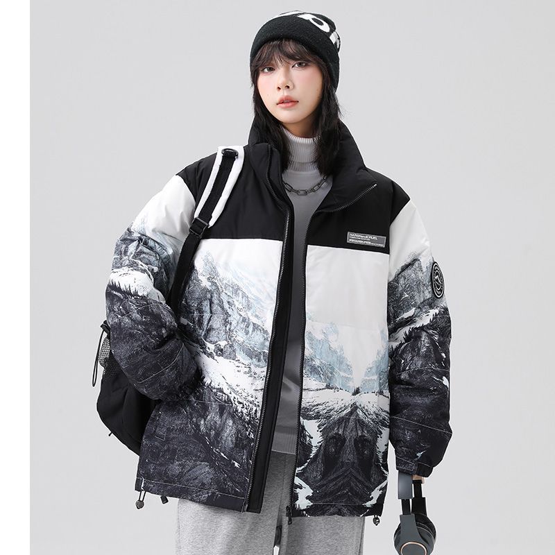 GorgeousBen custom winter all over cover full printed padded bubble down puffer jacket for men.