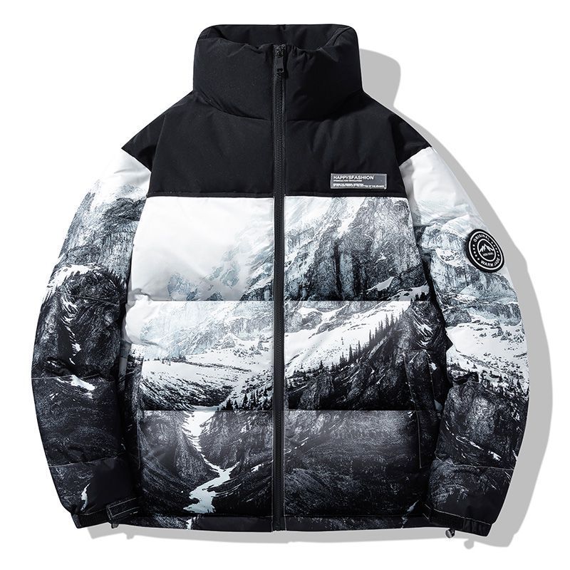 GorgeousBen custom winter all over cover full printed padded bubble down puffer jacket for men.