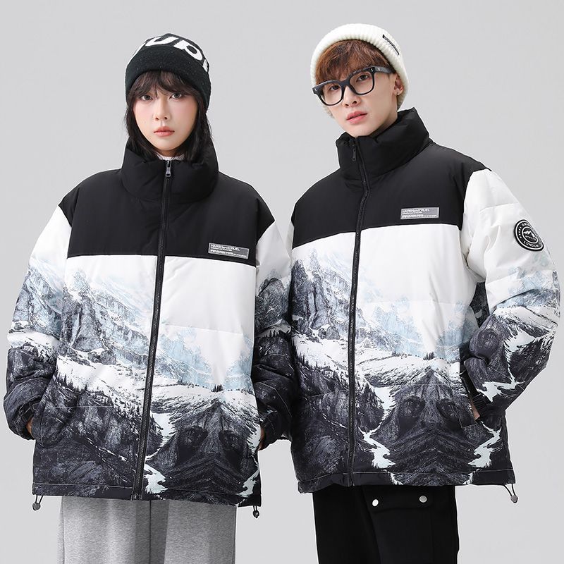 GorgeousBen custom winter all over cover full printed padded bubble down puffer jacket for men.