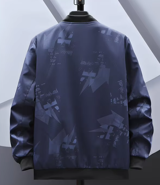 GorgeousBen 2024Men's Fashion Business Casual Printed Stand up Collar Loose Jacket.