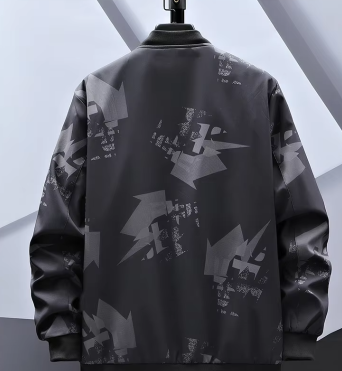GorgeousBen 2024Men's Fashion Business Casual Printed Stand up Collar Loose Jacket.