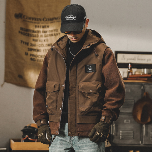 GorgeousBen cargo cotton-padded jacket men 2024 new loose fashion brand cotton-padded jacket men with fleece thickened winter lamb coat.