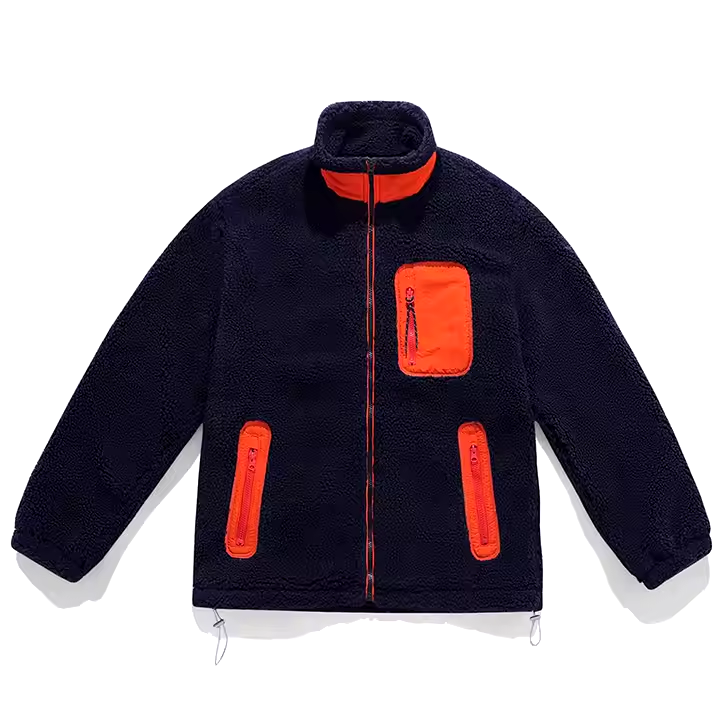 GorgeousBen Customized Logo Adjustable Hem Winter Jacket Streetwear Fashion Zipper Pockets Sherpa Jacket Men.