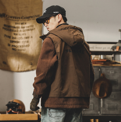 GorgeousBen cargo cotton-padded jacket men 2024 new loose fashion brand cotton-padded jacket men with fleece thickened winter lamb coat.