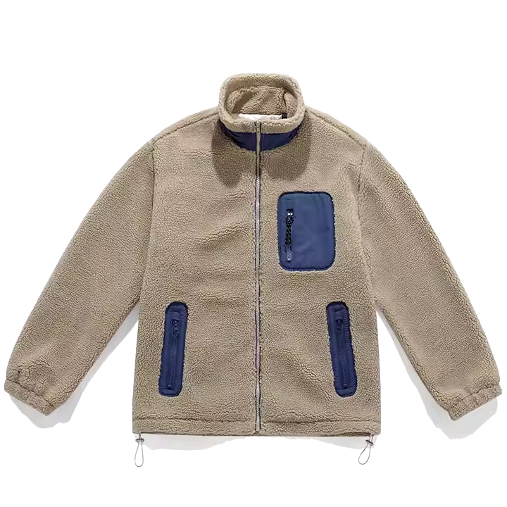 GorgeousBen Customized Logo Adjustable Hem Winter Jacket Streetwear Fashion Zipper Pockets Sherpa Jacket Men.