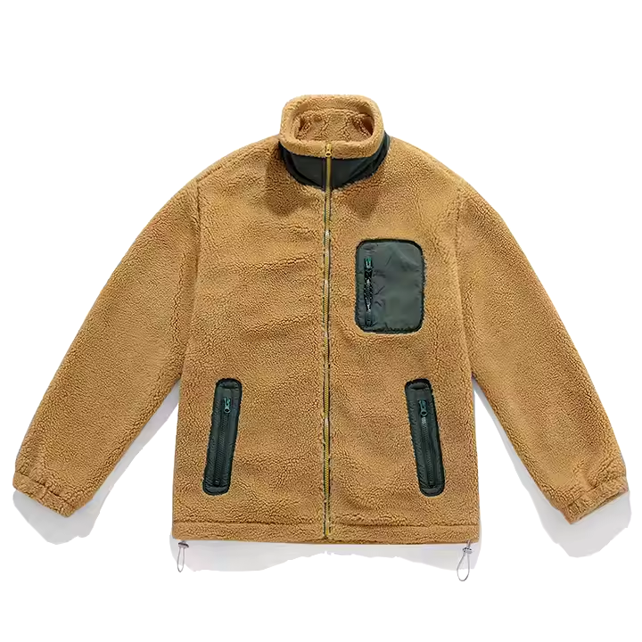 GorgeousBen Customized Logo Adjustable Hem Winter Jacket Streetwear Fashion Zipper Pockets Sherpa Jacket Men.
