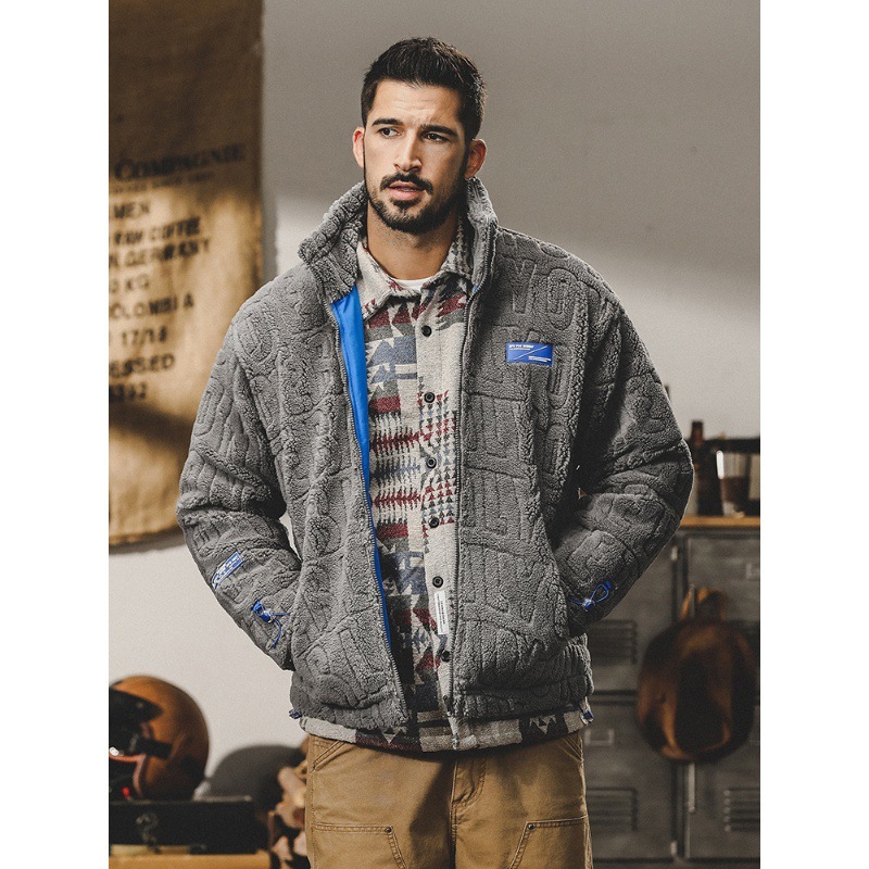 GrogeousBen  Men's American-style heavyweight retro down jacket men's winter trend lightweight thick warm casual lamb fur jacket men