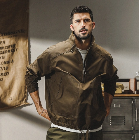 GorgeousBen 2024 Men's spring and autumn urban outdoor commuter American vintage flight cargo jacket.