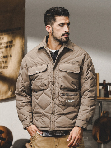 GorgeousBen  Light shirt collar down jacket for men winter loose trend cold warm down cargo jacket for men.