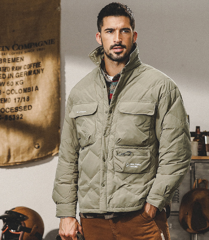 GorgeousBen  Light shirt collar down jacket for men winter loose trend cold warm down cargo jacket for men.