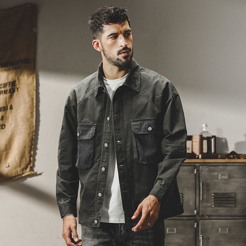 GrogeousBen  Men's American retro workwear jacket for men, autumn and winter 2023 new loose trendy heavy washed old hunting jacket.