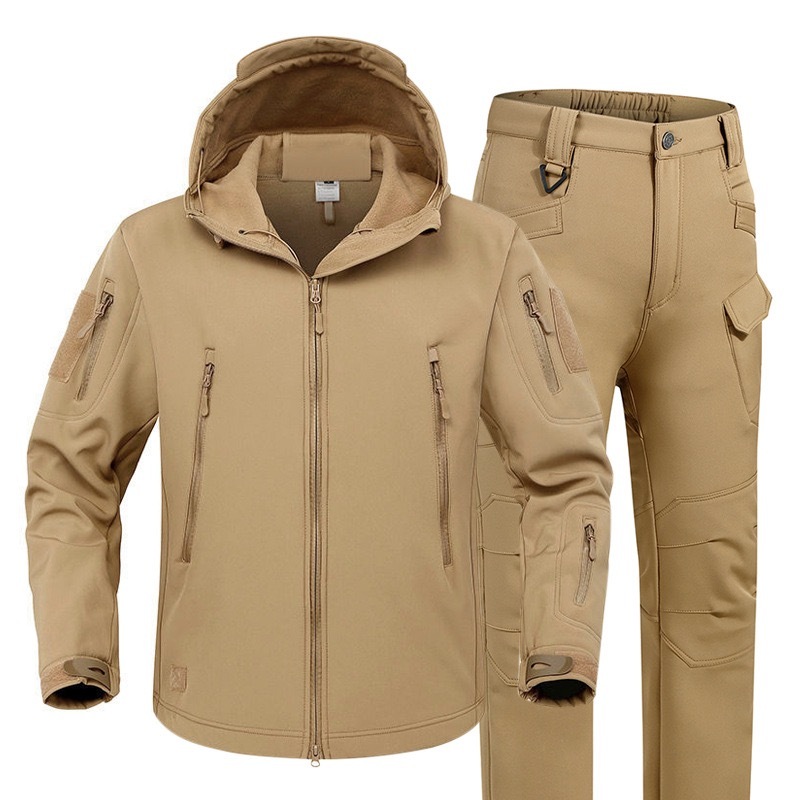 GrogeousBen  Shark skin soft shell assault suit camouflage jacket waterproof jacket fashion warm suit outdoor men's set.