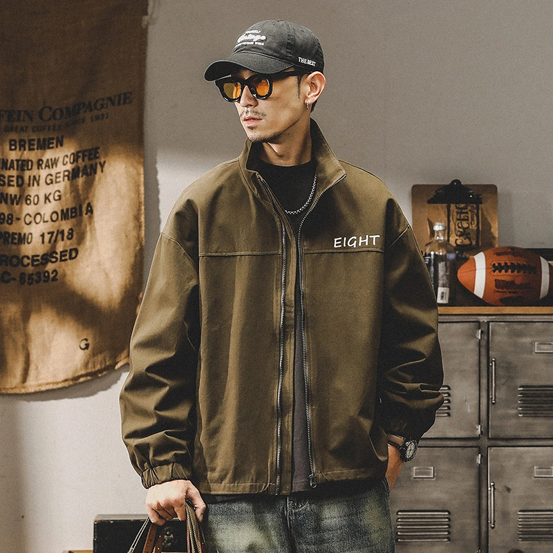 GrogeousBen  Men's American retro trendy military green workwear jacket men's autumn and winter handsome fashion casual clothing