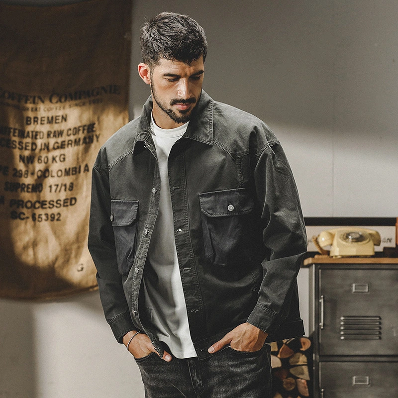 GrogeousBen  Men's American retro workwear jacket for men, autumn and winter 2023 new loose trendy heavy washed old hunting jacket.