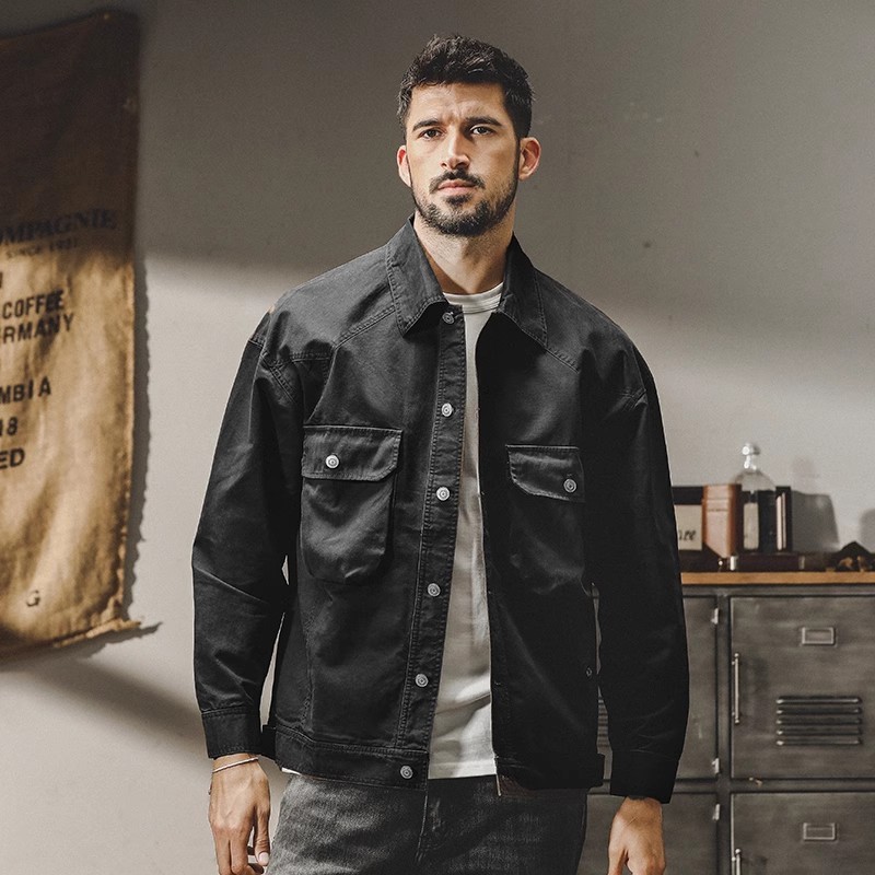 GrogeousBen  Men's American retro workwear jacket for men, autumn and winter 2023 new loose trendy heavy washed old hunting jacket.
