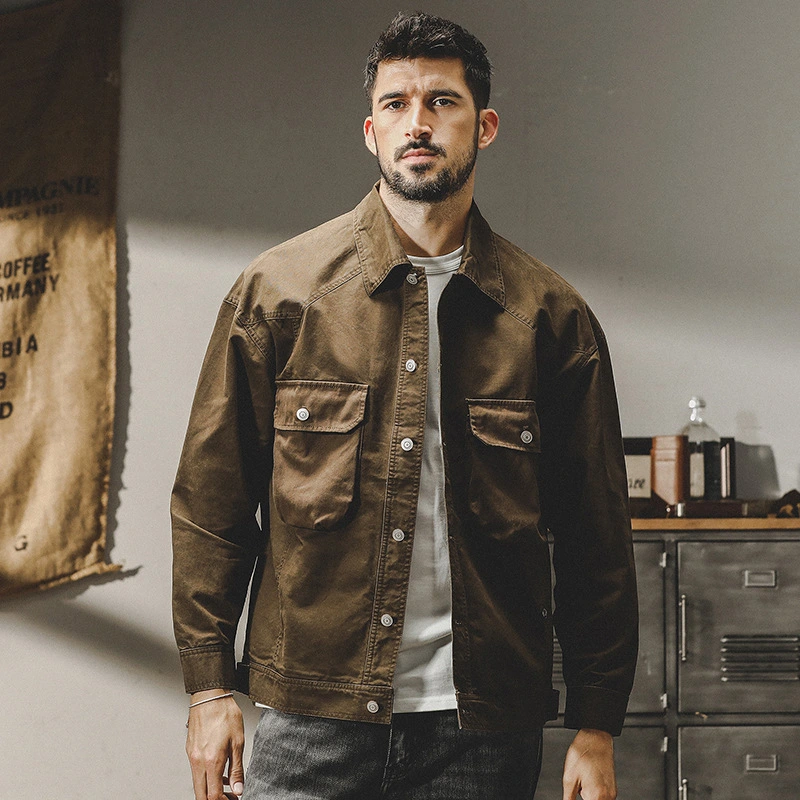 GrogeousBen  Men's American retro workwear jacket for men, autumn and winter 2023 new loose trendy heavy washed old hunting jacket.