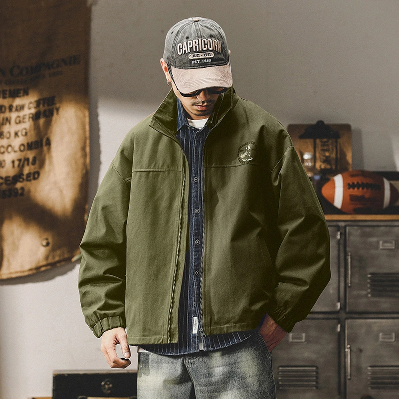 GrogeousBen  Men's American retro trend cartoon print jacket men's autumn and winter loose versatile casual coach jacket outerwear.