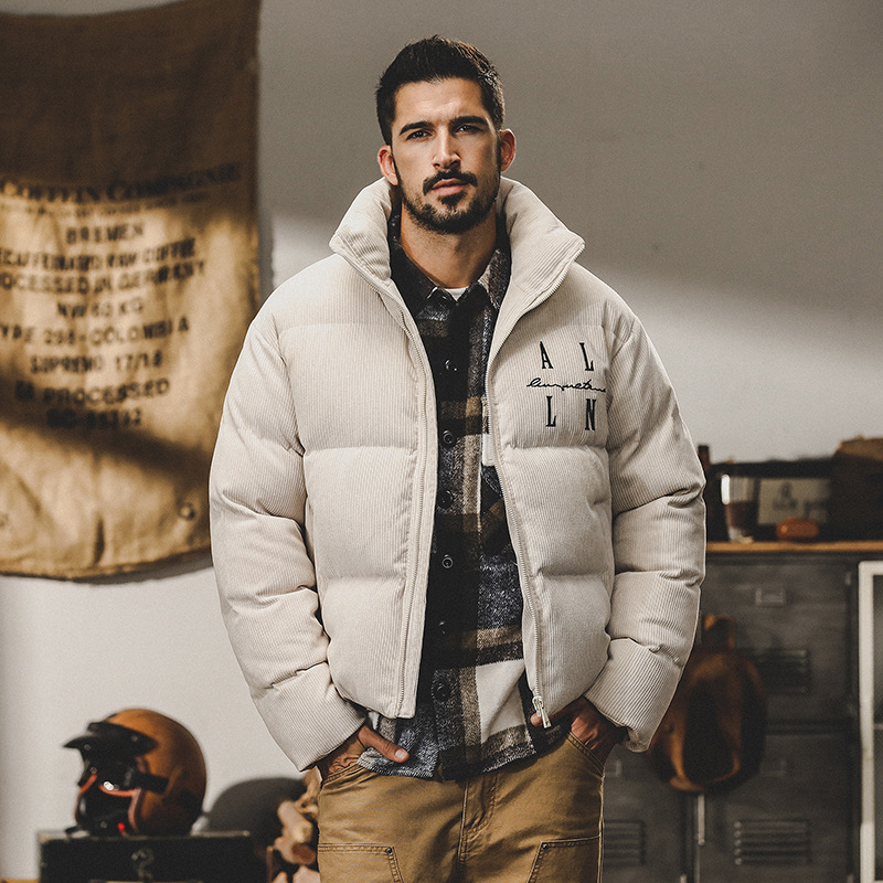 GrogeousBen  Men's American heavy texture stand collar down jacket men winter warm thick brand short bread coat coat