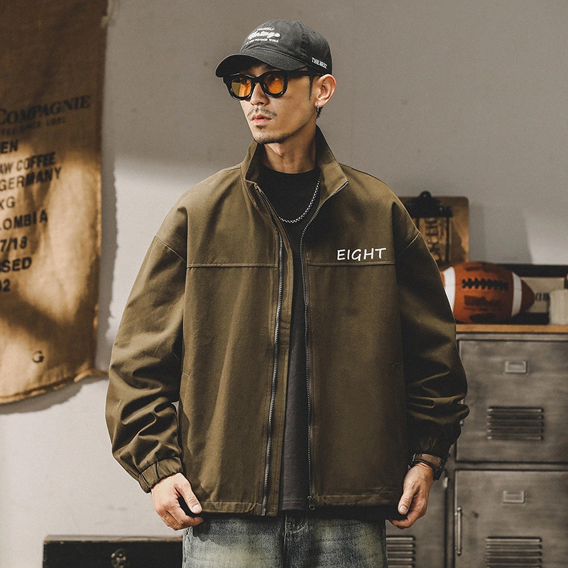 GrogeousBen  Men's American retro trendy military green workwear jacket men's autumn and winter handsome fashion casual clothing