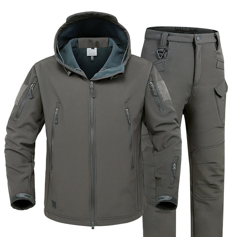 GrogeousBen  Shark skin soft shell assault suit camouflage jacket waterproof jacket fashion warm suit outdoor men's set.