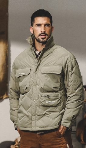 GrogeousBen Light shirt collar down jacket for men winter loose trend cold warm down cargo jacket for men.