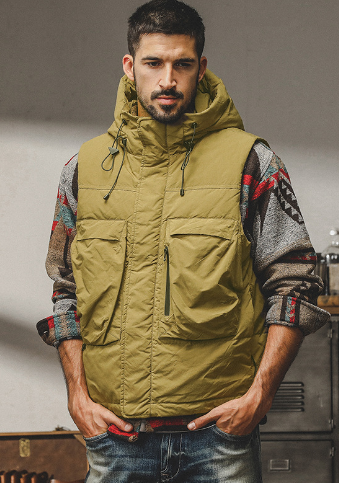 GrogeousBen 2024 American outdoor workwear down vest men wear antistatic graphene technology inside thickened men's down jacket。