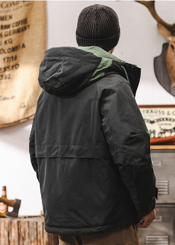 GrogeousBen Vintage tooling hooded down jacket for men winter thickened cold warm men white duck down coat autumn and winter.